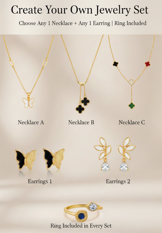 Classic Elegance Gold Stone Jewellery Set